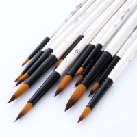 Fuhan Quality Paint Brushes Plastic Wooden Handle Wolf Artist Pencil Brush Set